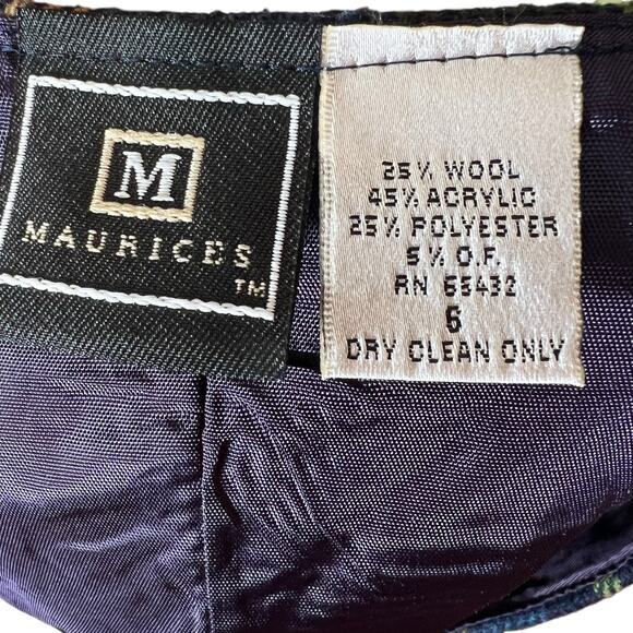 Maurices Plaid Wool Mini Skirt Womens 6 Blue Green Vintage Preppy Dark Academia - Picture 6 of 6